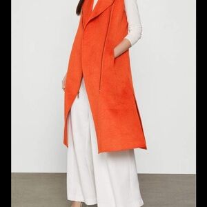BCBGMaxAzria Vibrant Orange Long Sleeveless Vest NWT